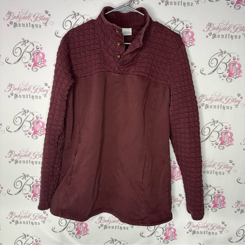 Columbia hoodie quilted fabric Burgundy Pullover Sweater